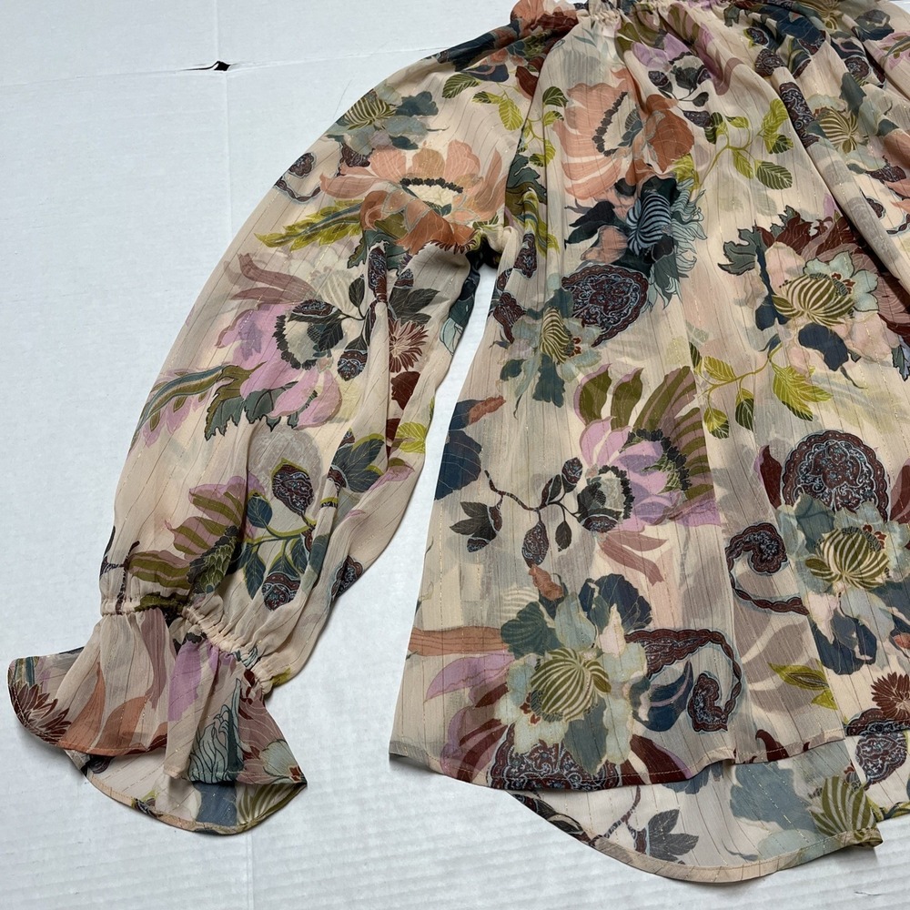 Soft Surroundings Velina Top Womens 3X  Sheer Floral Chiffon Ruffle Keyhole Neck - Picture 9 of 9
